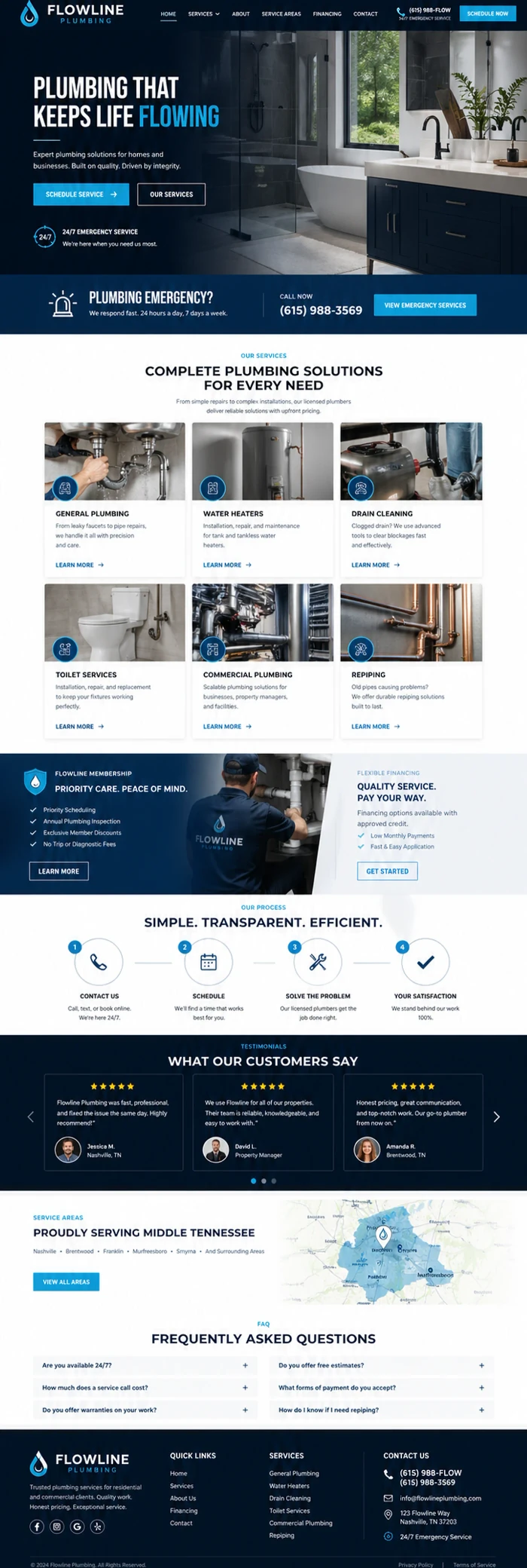 FlowLine Plumbing, a website designed and built by XitPlan